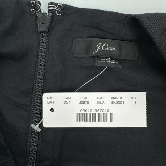 J.Crew J. Crew Lace-up Front‎ Structured Linen Mini Dress Black Size 14 - Picture 4 of 8